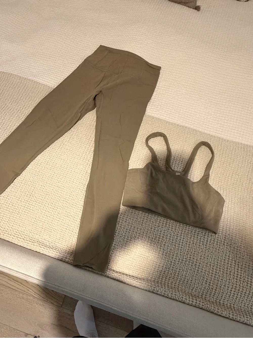 Free People Olive-Tan High-Rise Leggings & Matching Bralette Set